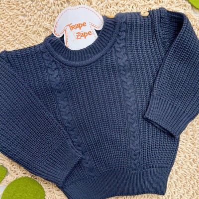 Blusa de Linha Ponto Alto Fechado - Azul Marinho